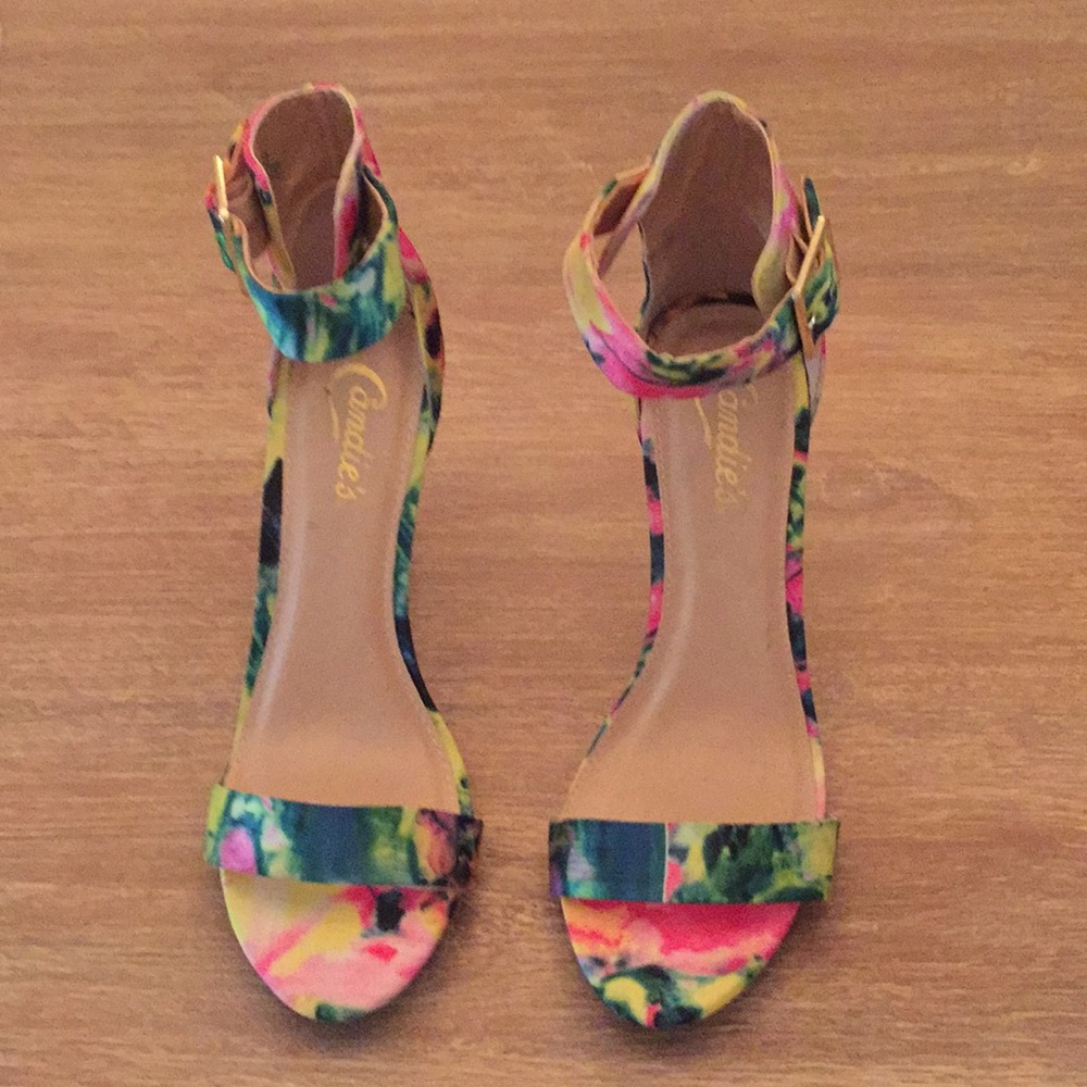 Candies Floral Fabric High Heel Sandal